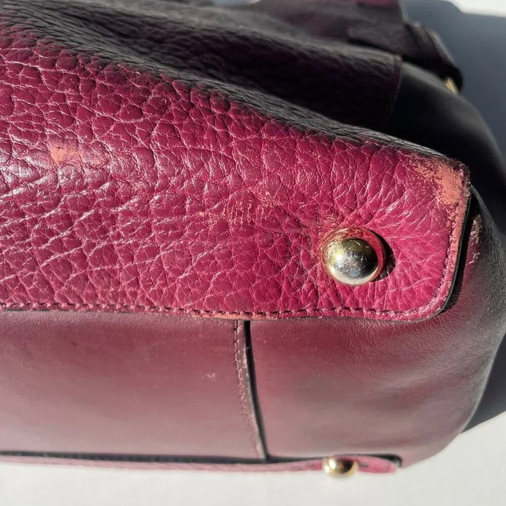 Burberry‎ Heritage Clarborough Tote Grain Smooth Calfskin Damson Magenta Bag